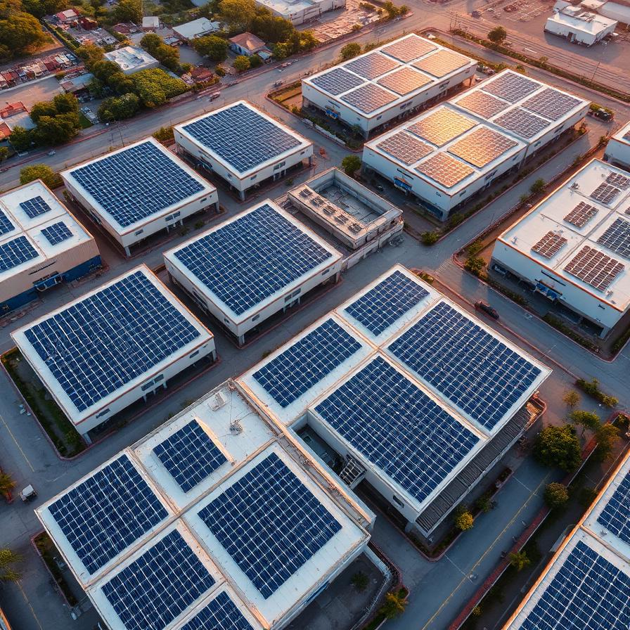 Paneles solares industriales instalados en parque manufacturero de Jalisco